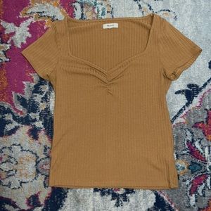 Madewell ruched sweet heart tee in mustard yellow